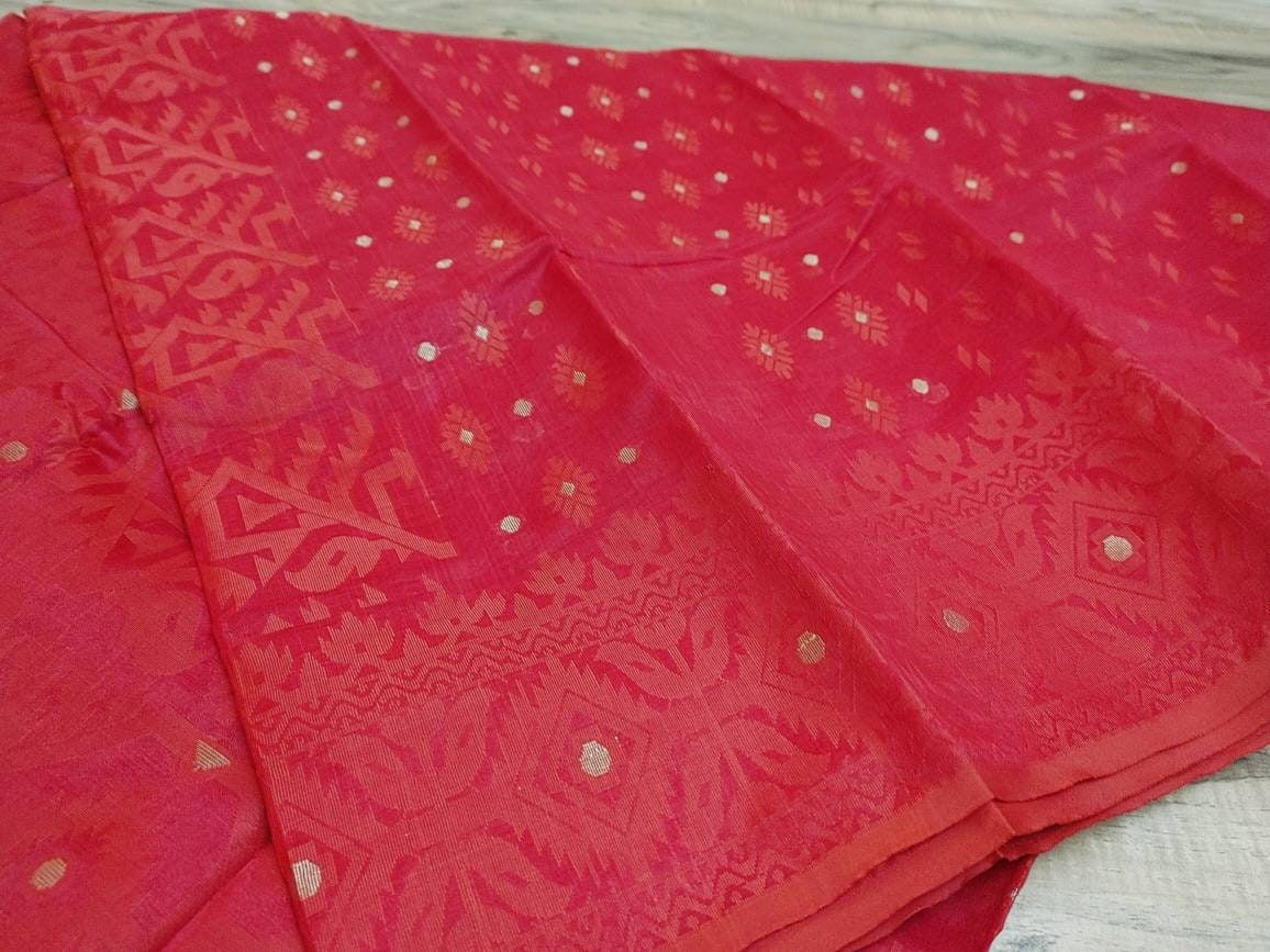 Authentic Tangail Half-Silk Jamdani Saree